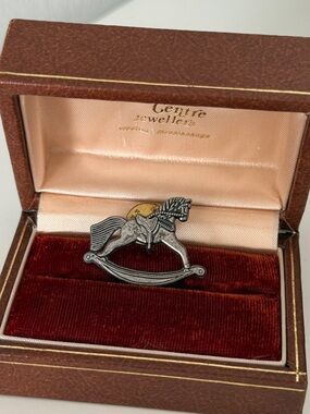 Vintage Hallmark 1998 Rocking Horse Pewter Pin Brooch